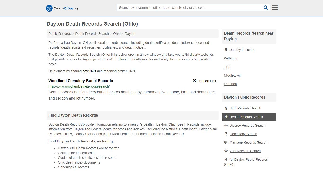 Death Records Search - Dayton, OH (Death Certificates ...
